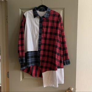 Zara asymmetrical button up top XL